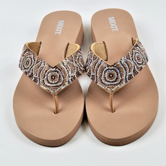 New! Mixit Rhinestone Embellished wedges Sandals - Picture 6 of 6